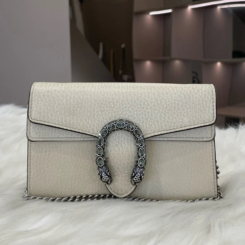Gucci Dionysus White Silver Shoulder Bag Chain Bag Excellent