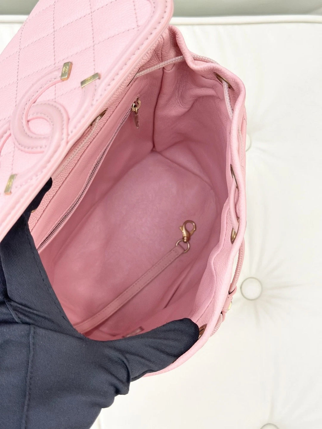 Chanel Vanity Case PM Calfskin Backpack Pink Gold Hardware Women S