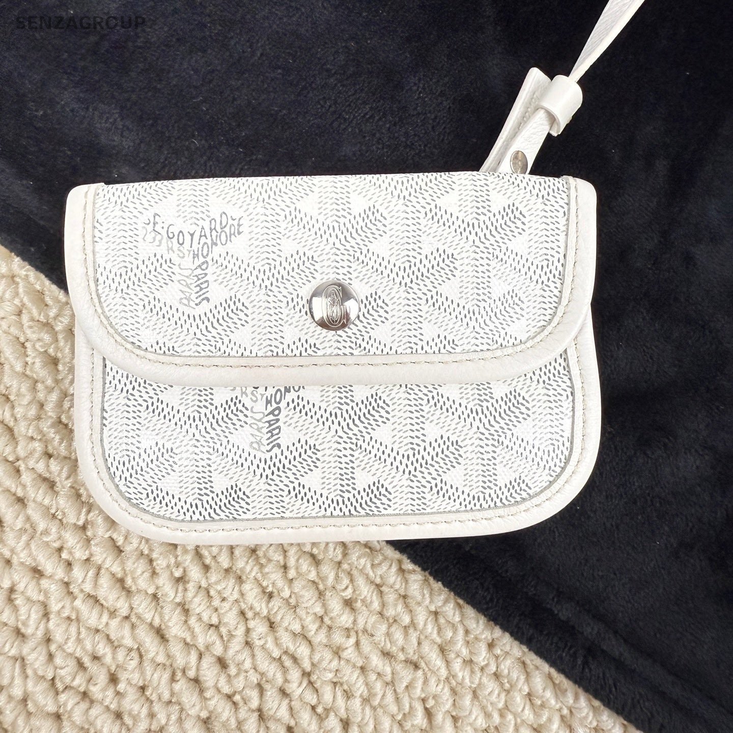 Goyard Canvas Monogram Tote Shoulder Bag with Pouch Women White.