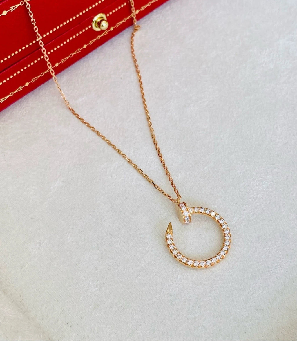 New Cartier Juste un Clou Necklace 18k Rose Gold Pavé Diamonds Pendant