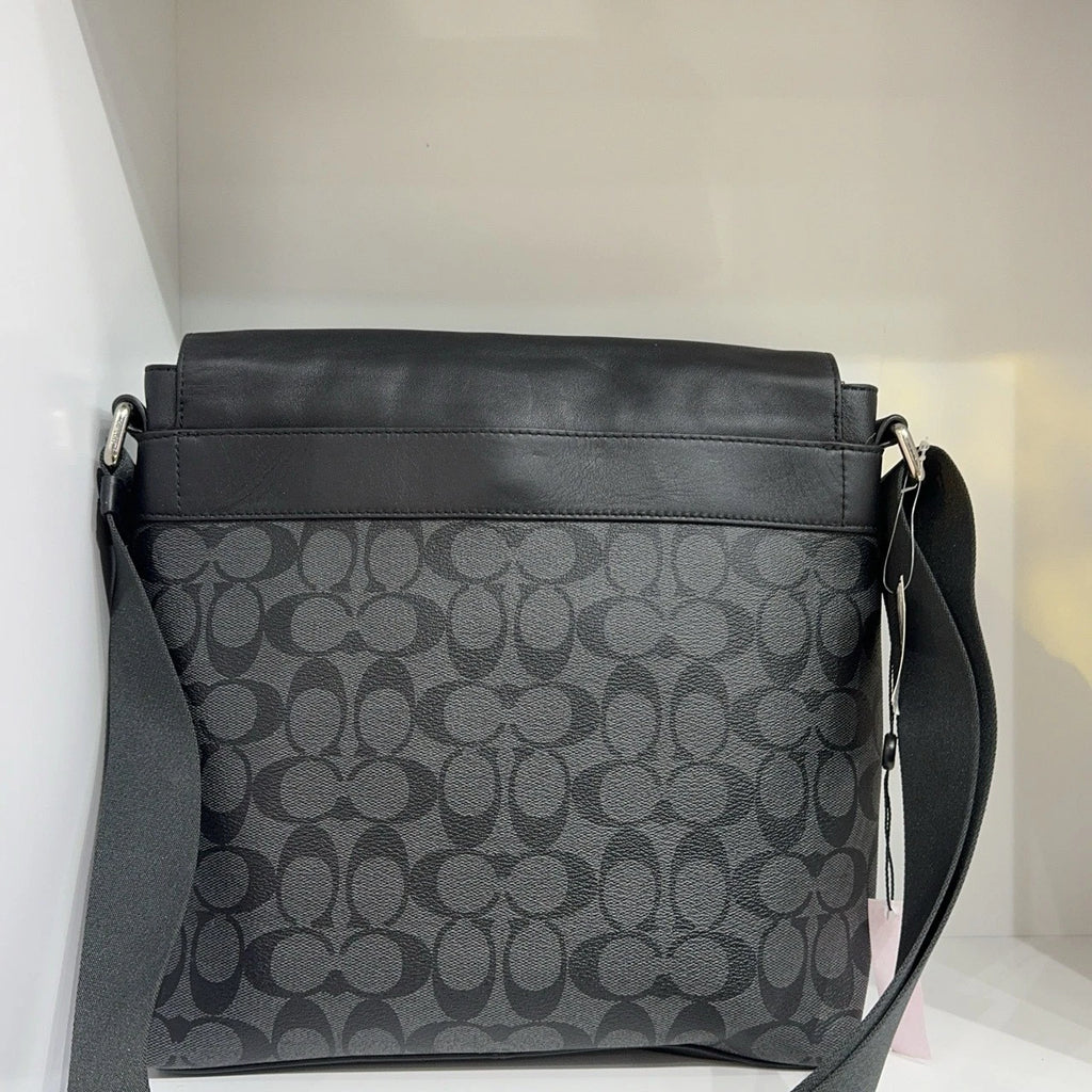 Coach Black Grey Monogram Canvas Shoulder Crossbody Bag For Women