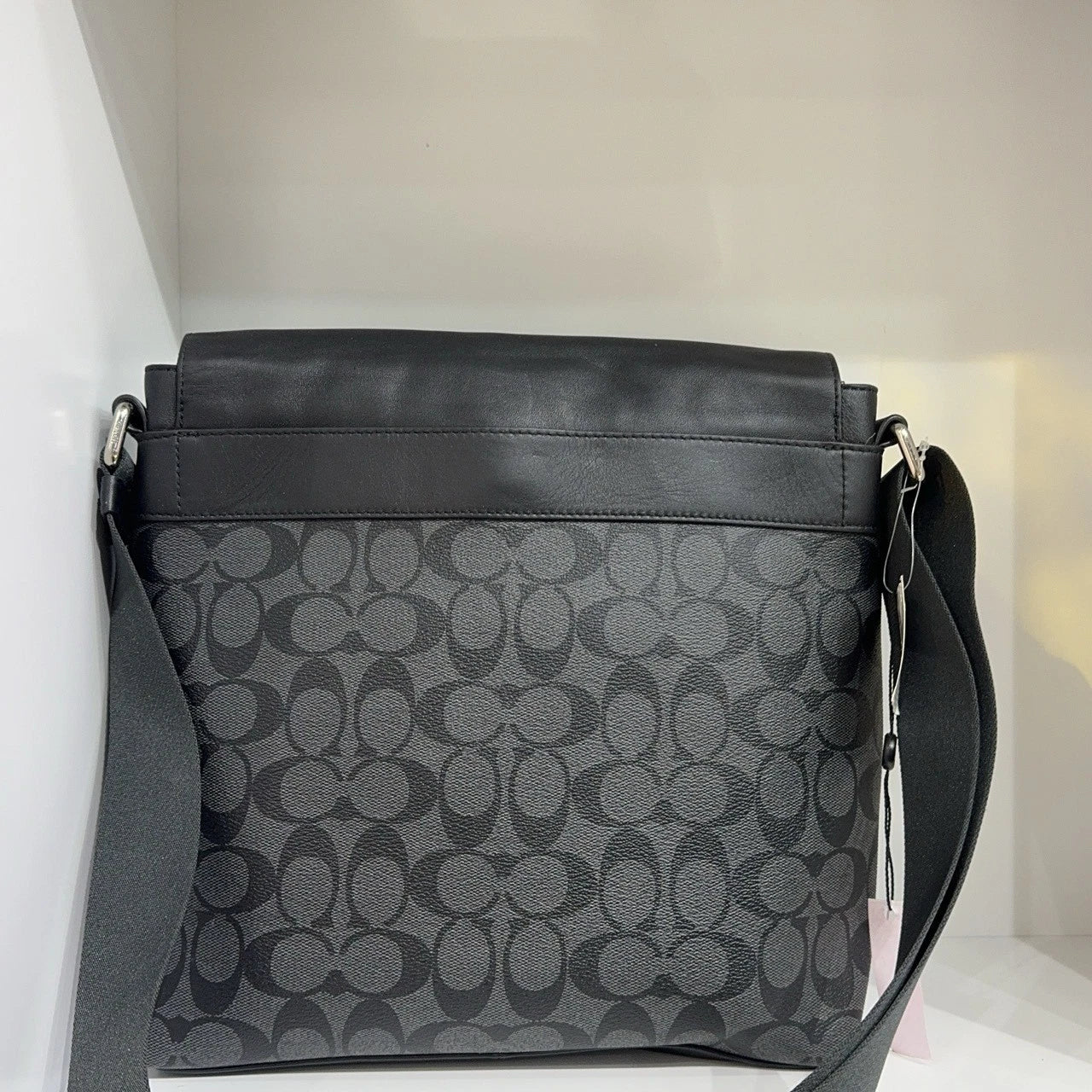 Coach Black Grey Monogram Canvas Shoulder Crossbody Bag For Women