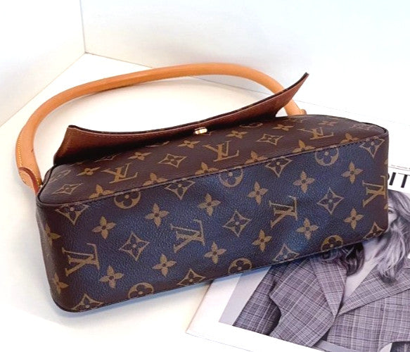 Louis Vuitton Looping PM Monogram Shoulder Handbag Women Vintage