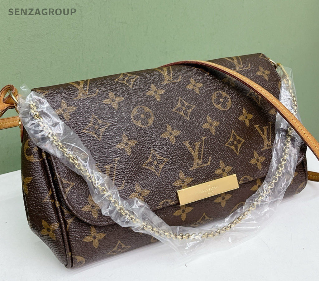 Louis Vuitton Favorite MM Monogram Chain Shoulder Bag Crossbody Brown Gold Women