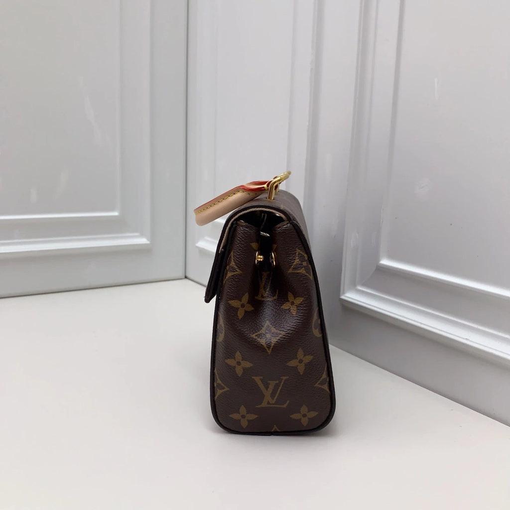 Louis Vuitton Cluny Brown Gold Crossbody Top Handle Excellent