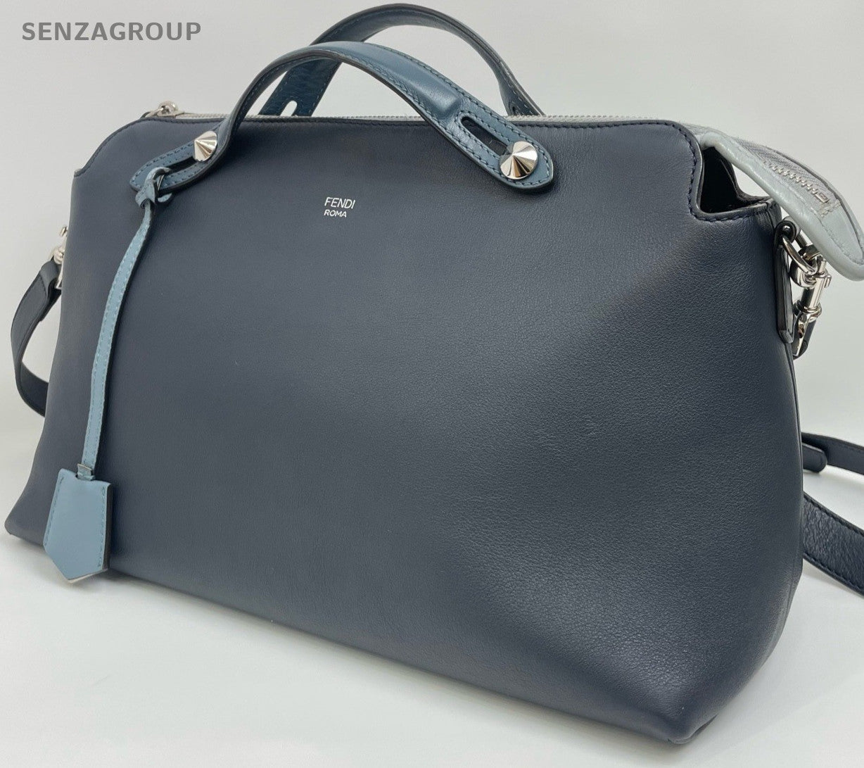 Fendi By the way MM Top Handle Shoudler Crossbody Bag Blue Women