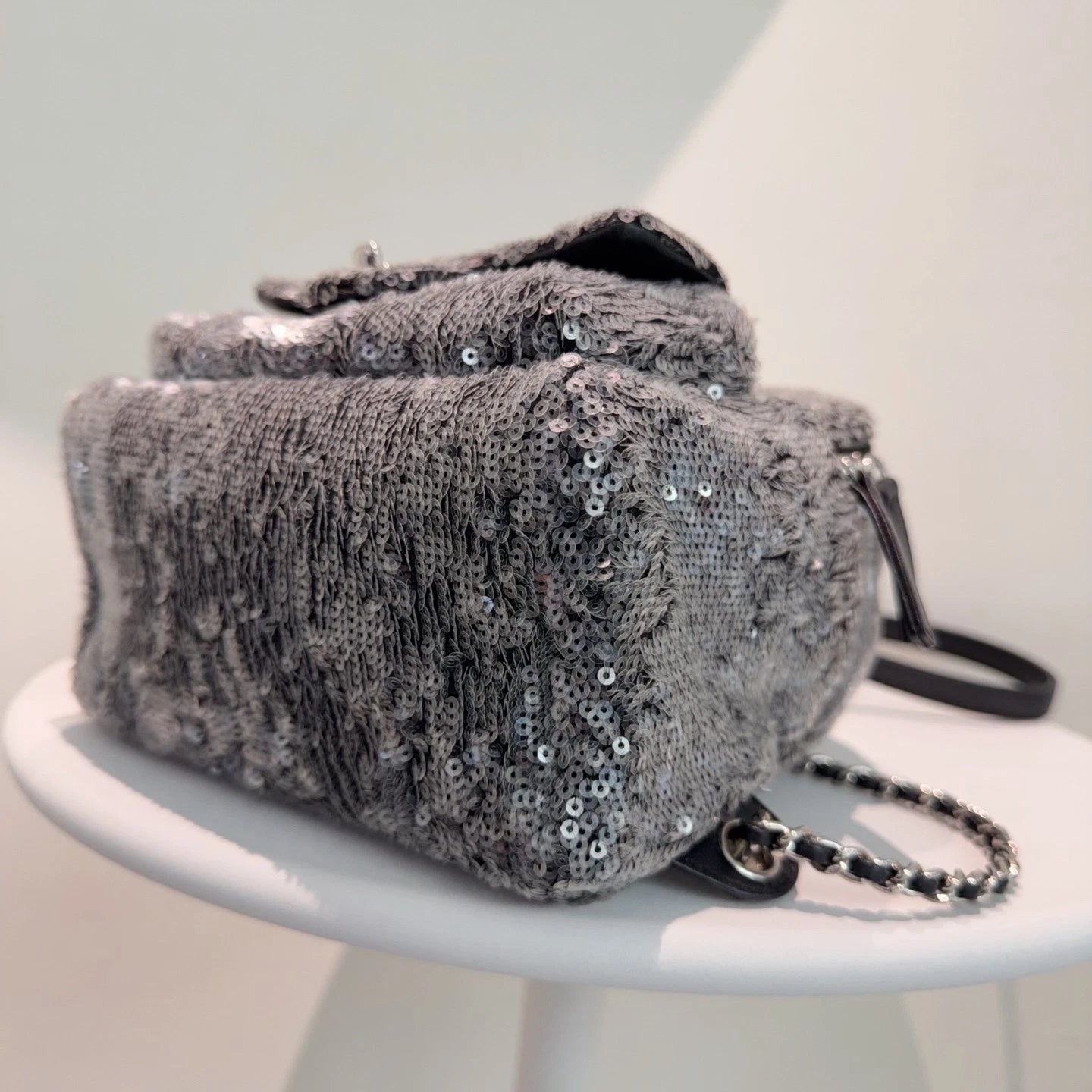 Chanel Sequin Mini Backpack Daypack Black Base Clear Sequin Full Leather