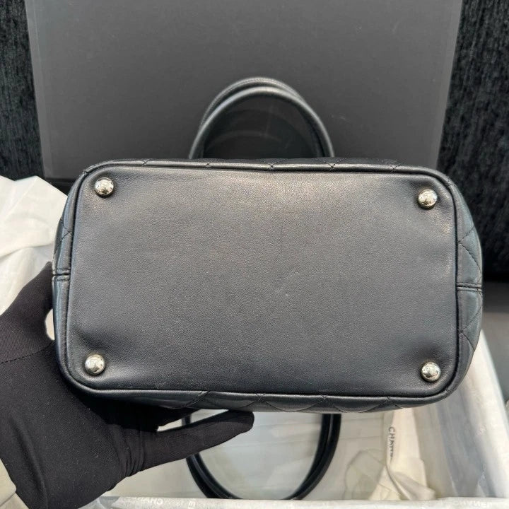 Chanel Cambon Line Calfskin Diamond Bucket Top Handle Shoulder Bag Women D