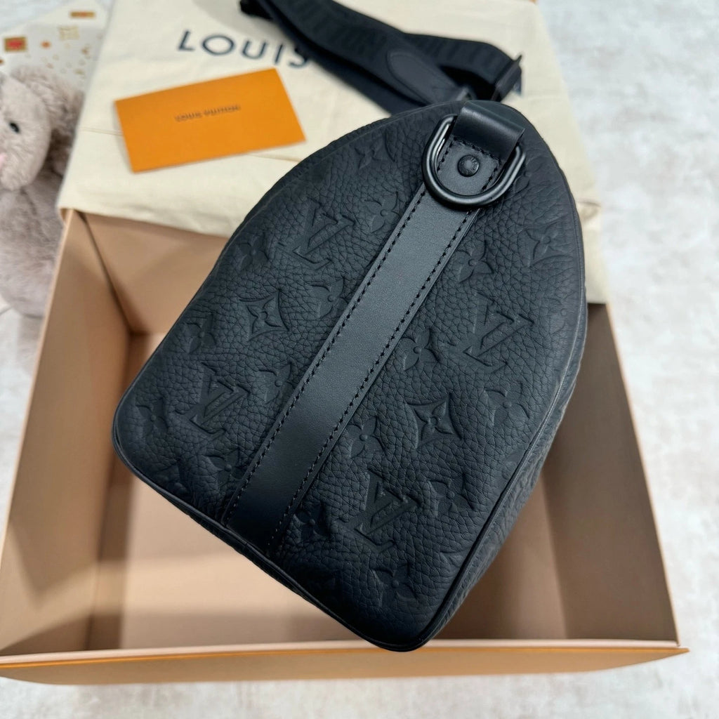 Louis Vuitton Keepall Epi Leather Black Handbag Top Handle Excellent