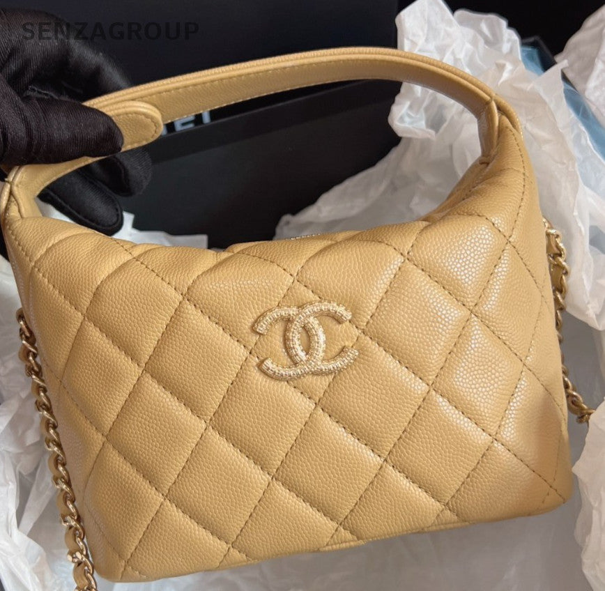 Chanel 25a Diamond Pattern Chain Shoulder Bag Crossbody Brown Gold Used Women