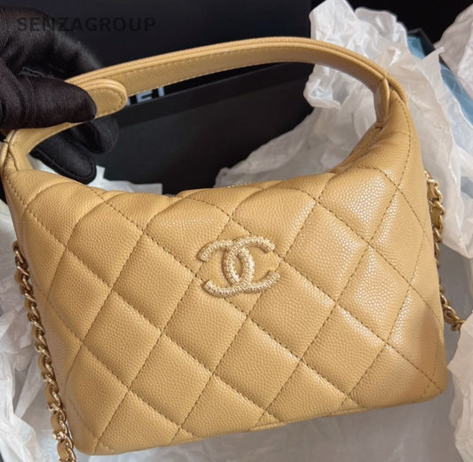 Chanel 25a Diamond Pattern Chain Shoulder Bag Crossbody Brown Gold Used Women