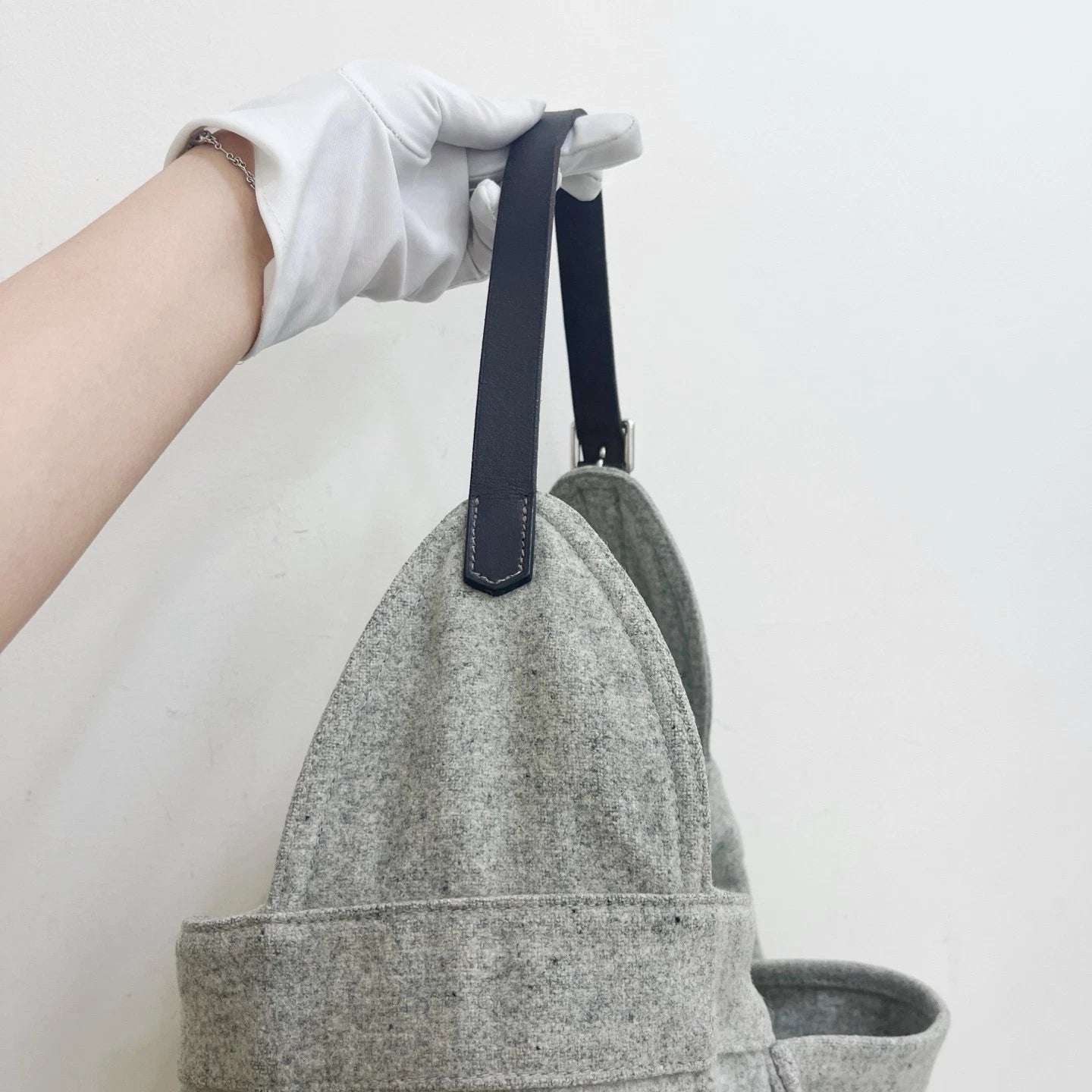 Hermes Marwari Tote Handbag Shoulder Bag Gray Silver Hardware