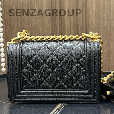 Chanel Le Boy Mini Black Gold Chain Shoulder Crossbody Bag Classic
