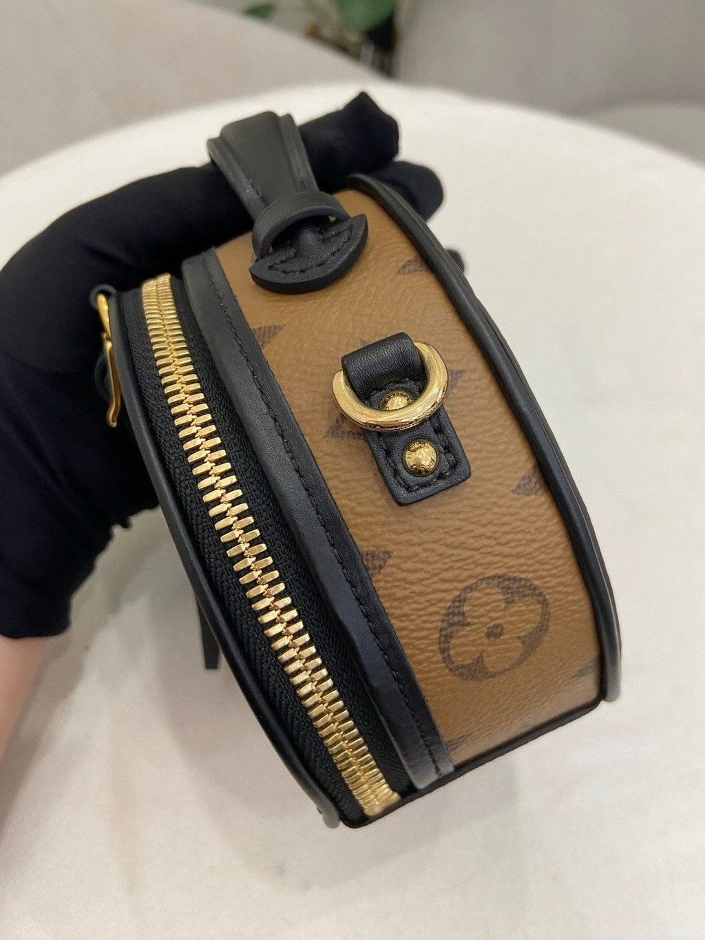 Louis Vuitton Boite Chapeau Mini Crossbody Brown Gold Women Classic