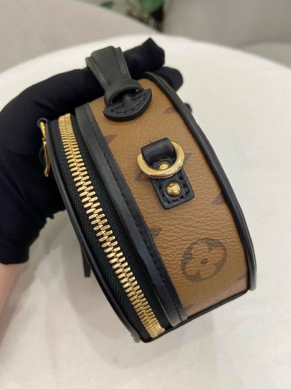 Louis Vuitton Boite Chapeau Mini Crossbody Brown Gold Women Classic