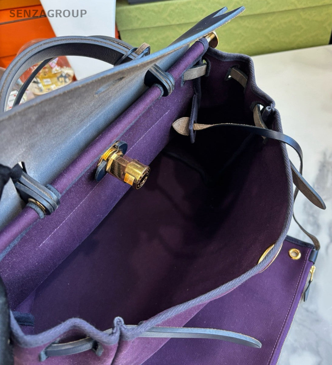 Hermes Herbag31 Purple Black  Top handle Shoulder bag