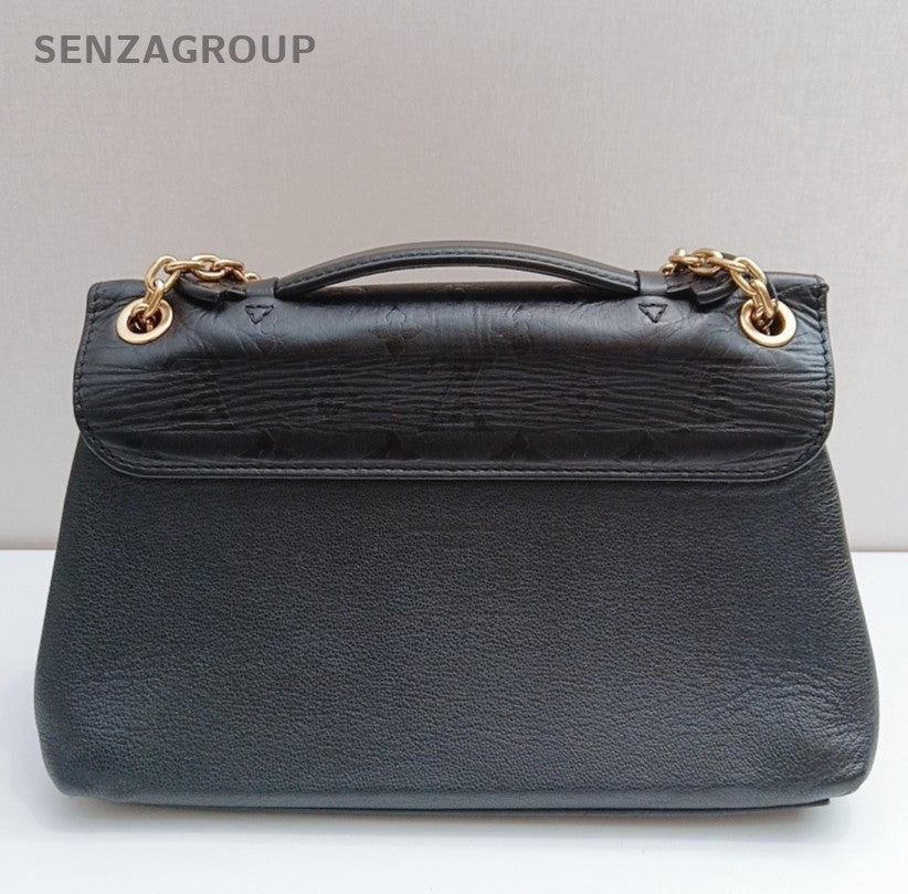 Louis Vuitton Calfskin Chain Black Gold Shoulder Bag Used Women Classic Fashion