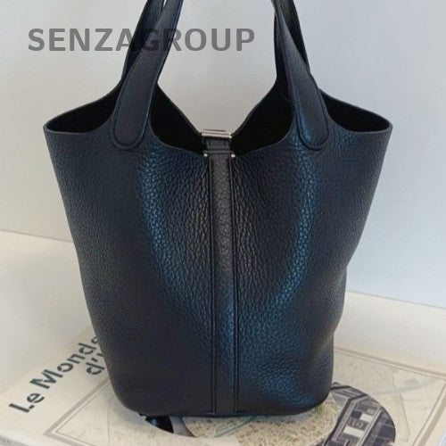 Hermes Picotin18 Lock Silver Hardware Tote Bag Black Used Women Classic