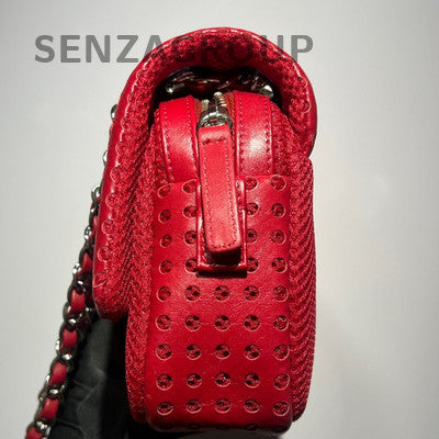 Chanel Classic Flap Mini Red Silver Chain Shoulder Bag Women Fashion