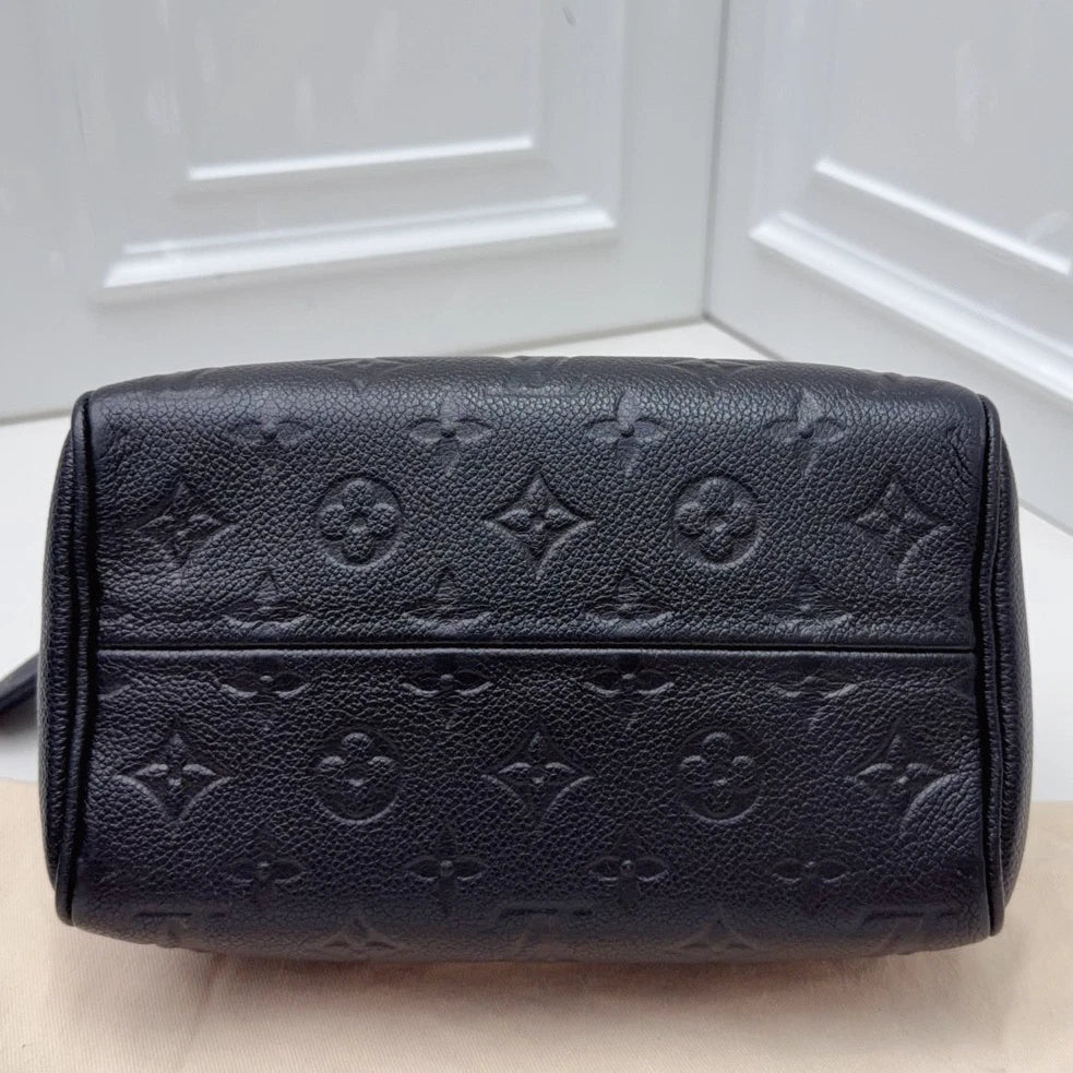 Louis Vuitton Speedy 20 Calfskin Top Handle Crossbody Bag Black Women Classic
