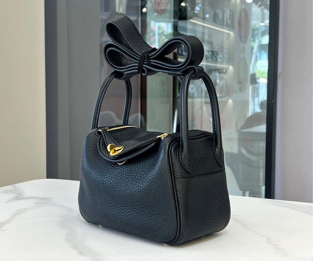 Hermes Mini Lindy Black Gold Handbag For Women
