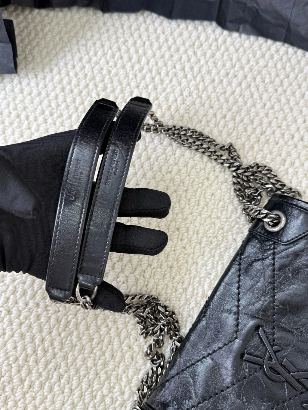Saint Laurent Niki Leather Black Shoulder Bag Crossbody Excellent