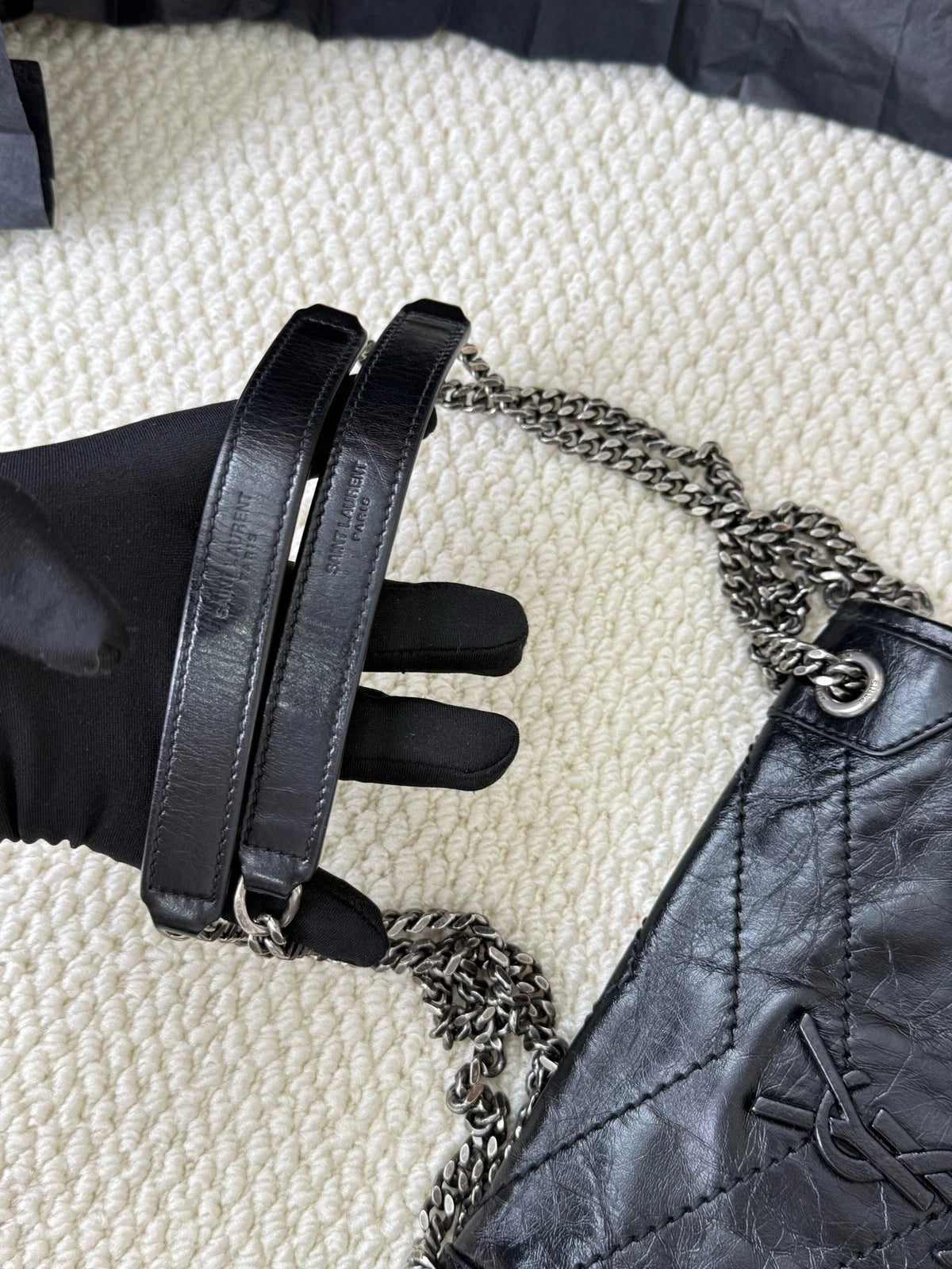 Saint Laurent Niki Leather Black Shoulder Bag Crossbody Excellent