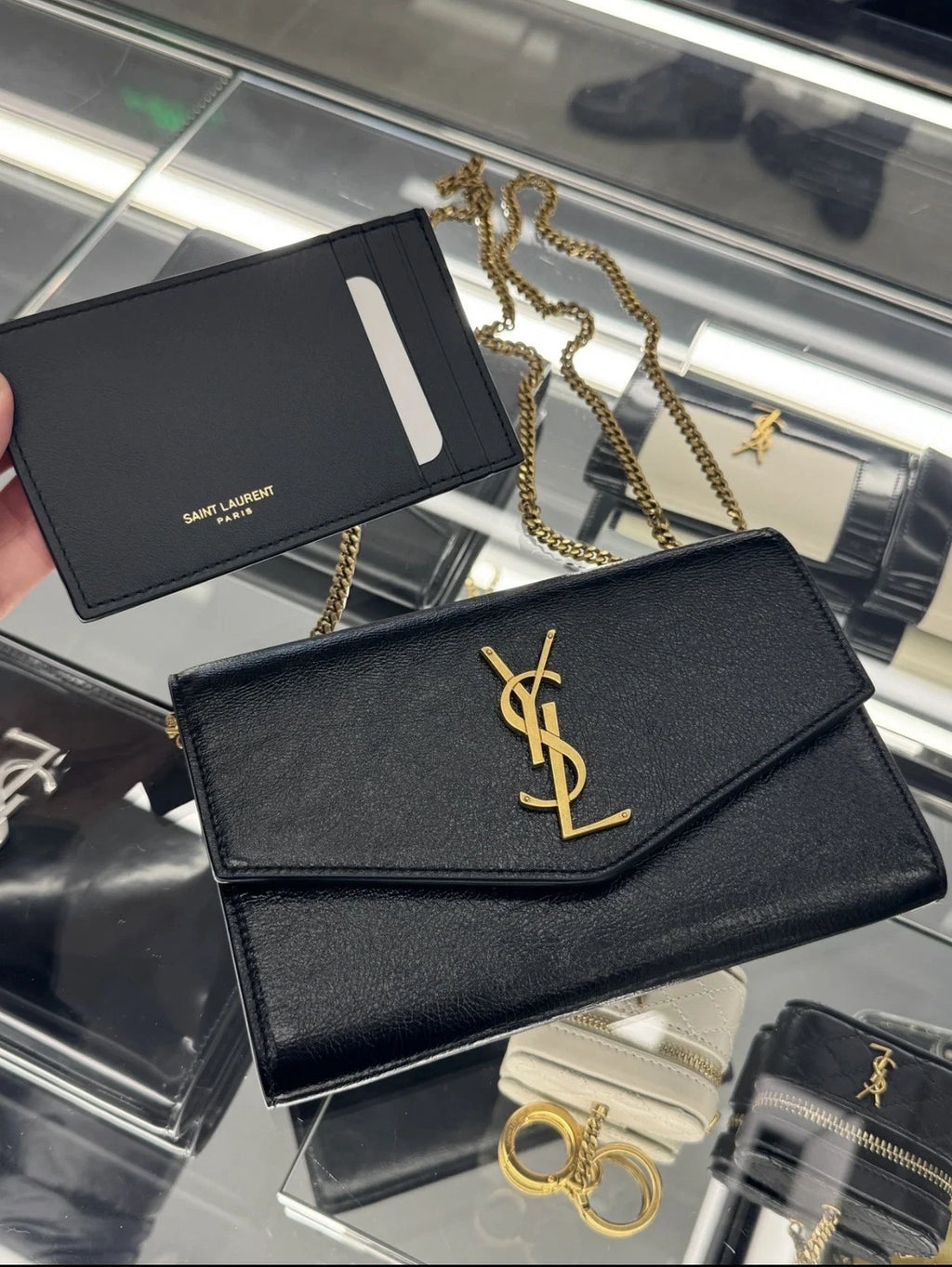 Saint Laurent Uptown Patent Leather Envelope Shoulder Crossbody Women
