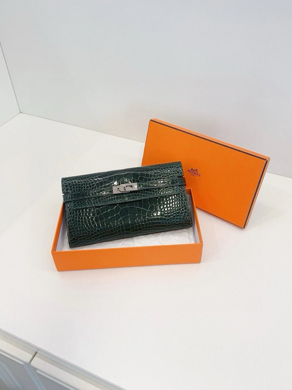 Hermes Kelly Green Long Wallet For Women