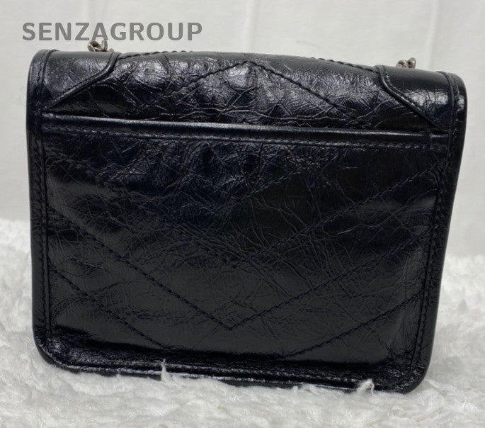 Saint Laurent Niki WOC Chain Shoulder Bag Black Silver Used Women Classic