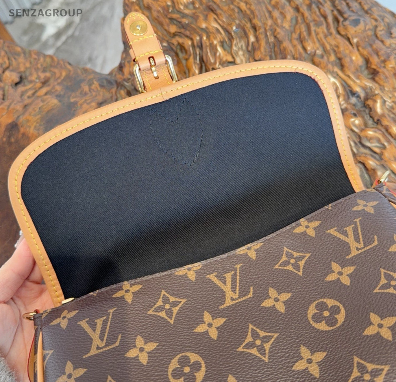 Louis Vuitton Diane Monogram Canvas Shoulder Bag Crossbody Brown Gold Women
