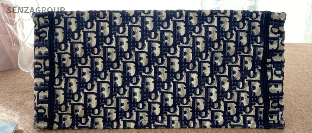 Christian Dior Book Tote MM Monogram Canvas Handbag Blue Classic