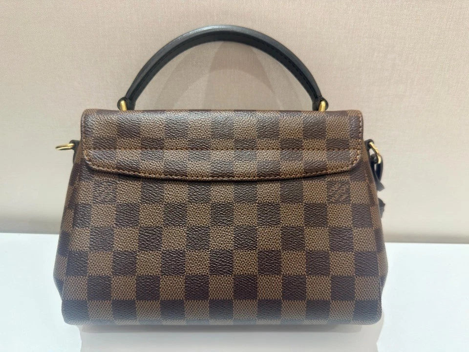 Louis Vuitton Tassel Damier Ebene Top Handle Crossbody Brown Gold Classic Women
