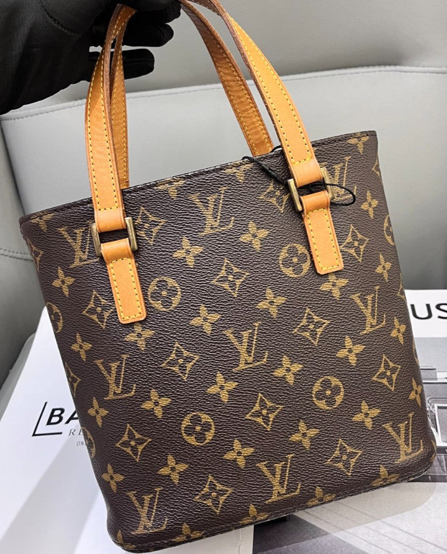 Louis Vuitton Vivian PM Monogram Top Handle Bag Brown Gold Women Classic
