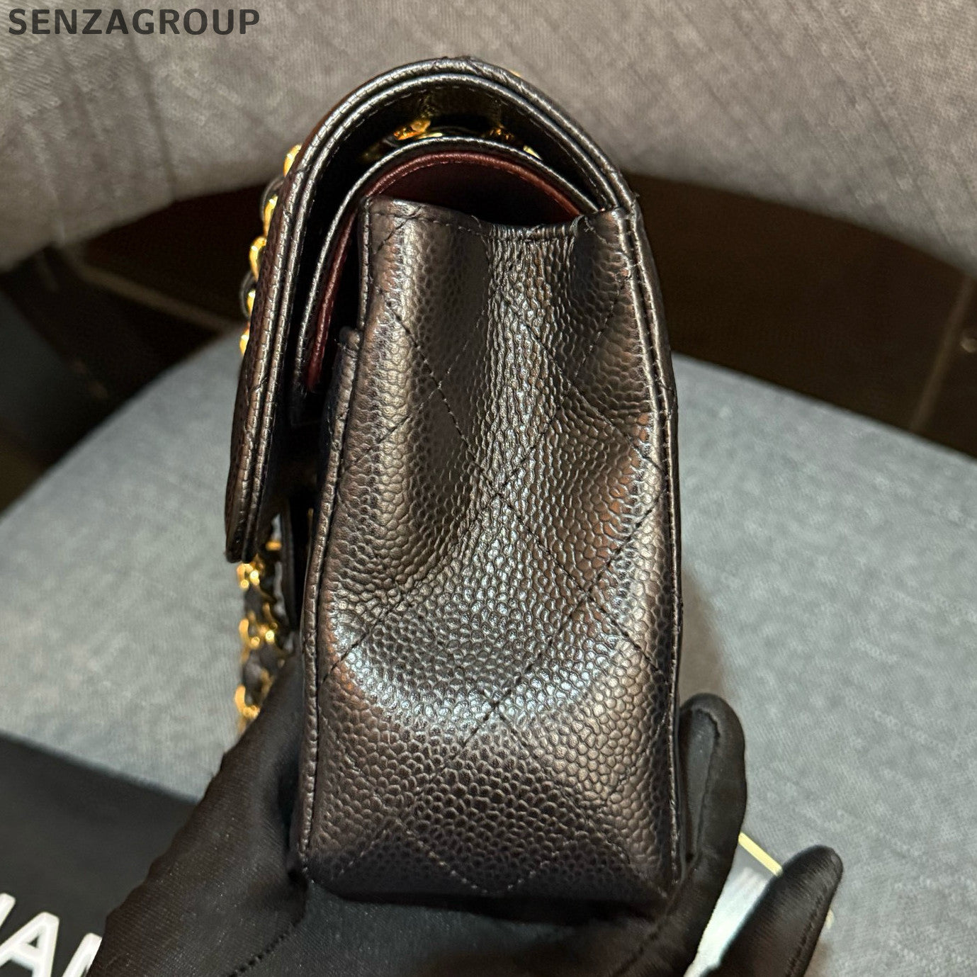 Chanel Black Gold CF Small Quilted Chain Shoulder Bag
