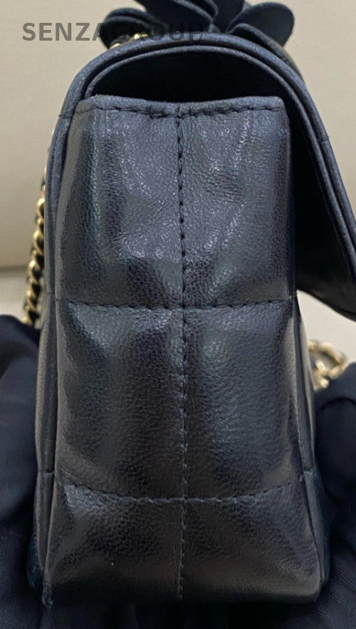 Chanel Classic Flap Mini Chain Shoulder Bag Black Gold Used Women Designer