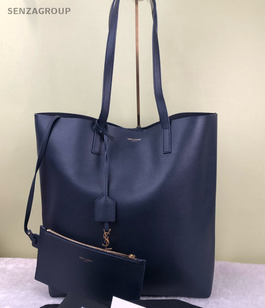 Saint Laurent Tote Shoulder Bag Blue Gold Used Women Classic