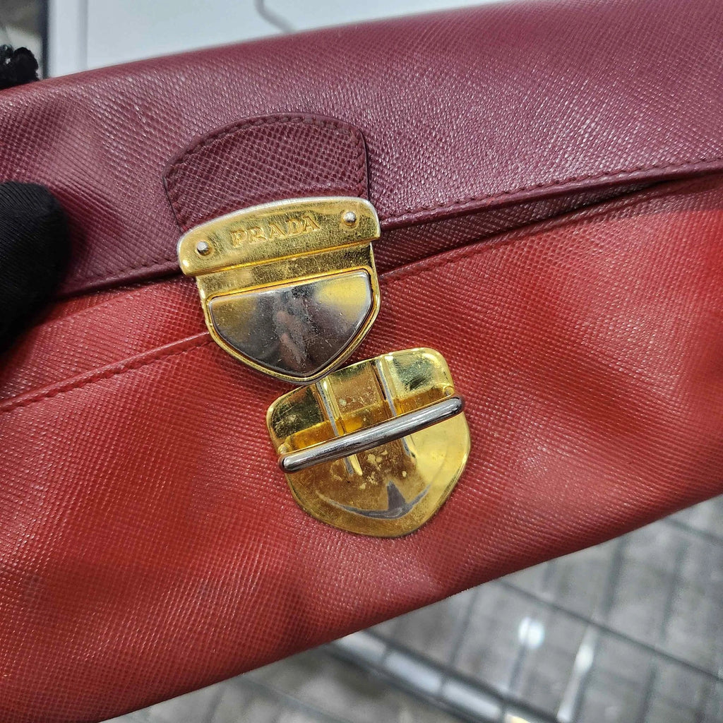 PRADA Women Red Long Wallet Clutch