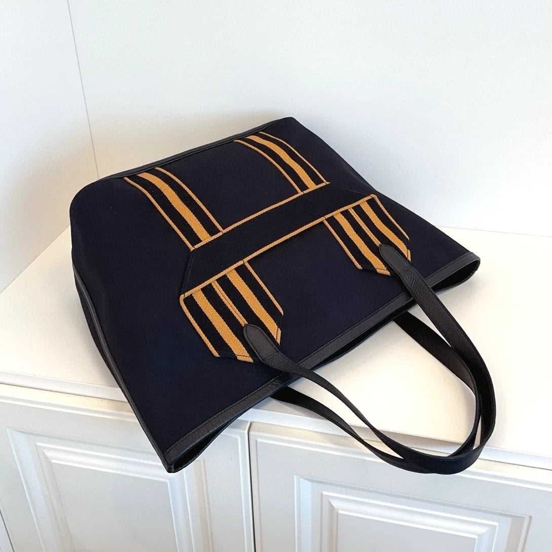 Hermes Cabas Pursangle GM Tote Top Handle Shoulder Bag Black Unisex Adults