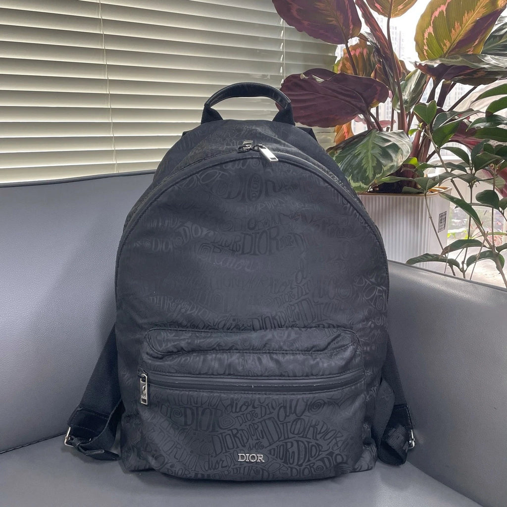 Dior x Stussy All Over Logo Print Casual Backpack For Women