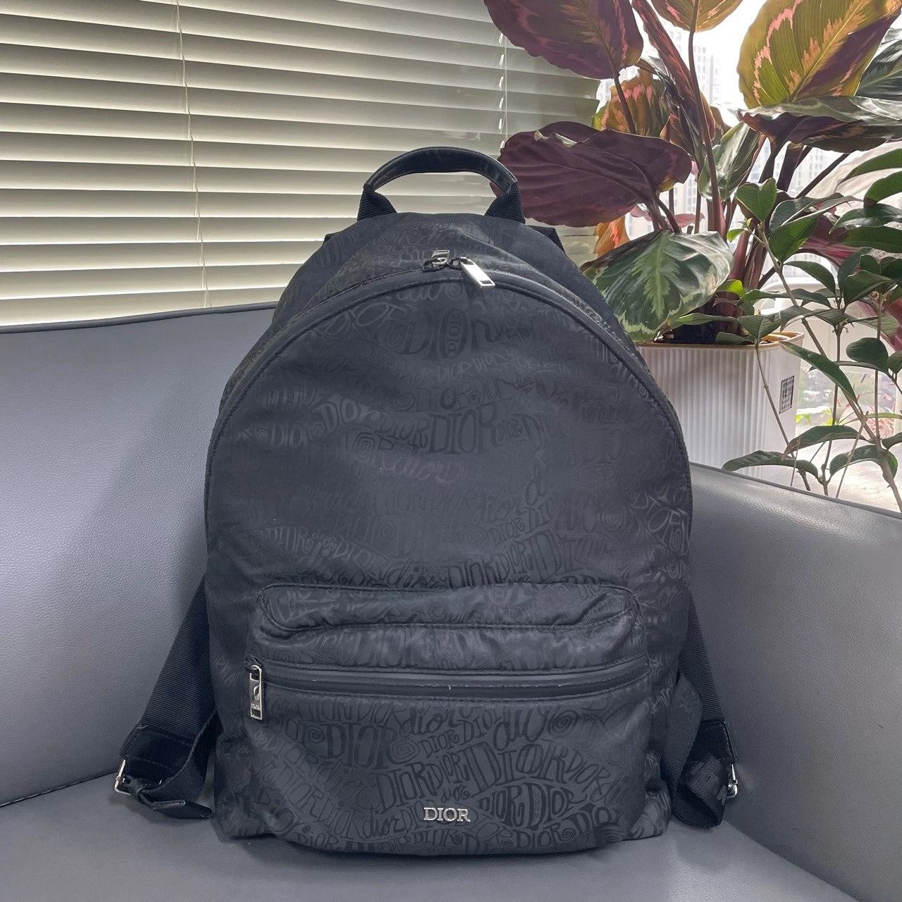 Dior x Stussy All Over Logo Print Casual Backpack For Women