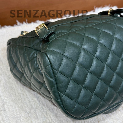 Chanel Salzburg Small Backpack Green Gold Quilted Fashion Women