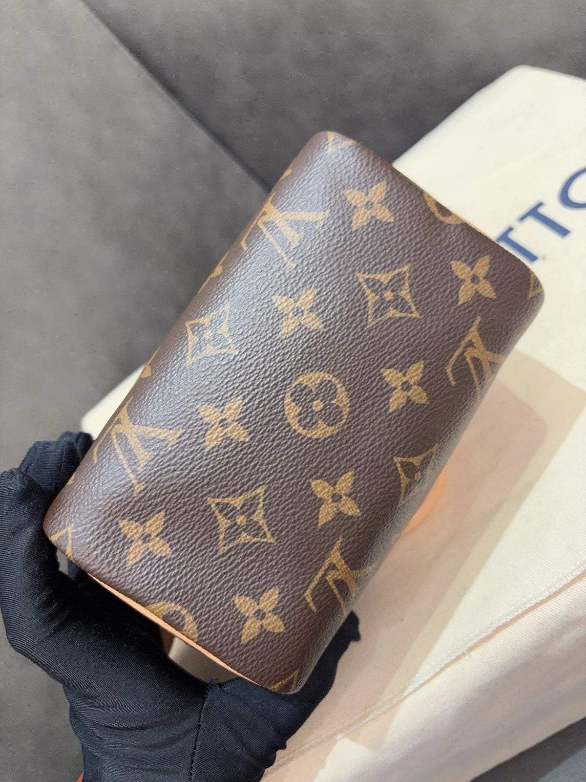 Louis Vuitton Speedy Nano Top Handle Shoulder Crossbody Bag Brown Women