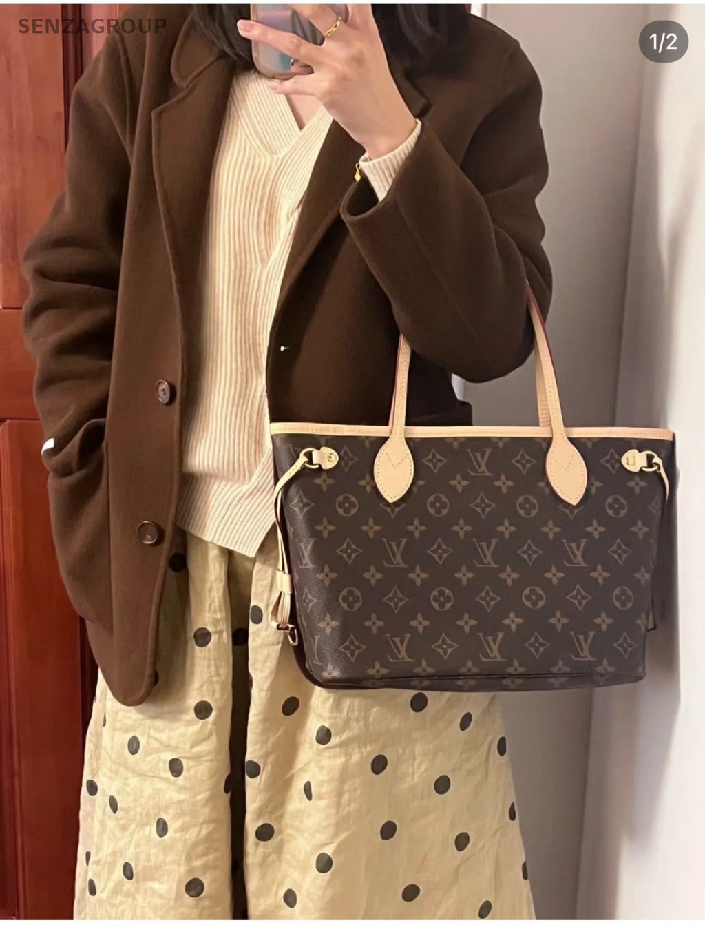 Louis Vuitton Neverfull PM Monogram Tote Shoulder bag Brown Woemn Brand NEW