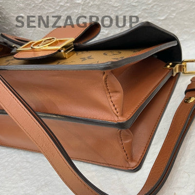 Louis Vuitton Medium Dauphine Monogram Chain Shoulder Crossbody Bag Women