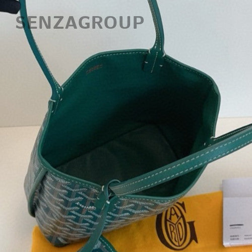 Goyard Anjou Mini Tote Top Handle Bag Shoulder Bag Green Silver Women Classic