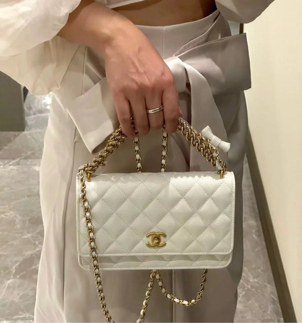 New Chanel Bow WOC Caviar Leather Chain Bag For Women