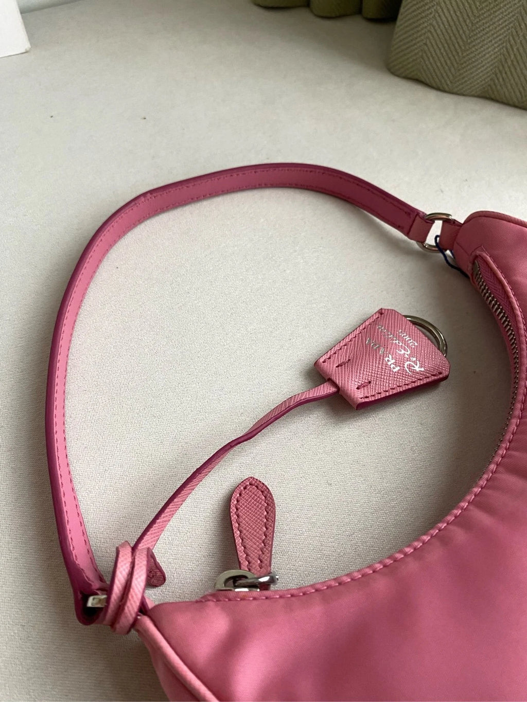 Prada Classic Hobo Nylon Leather Shoulder Bag For Women