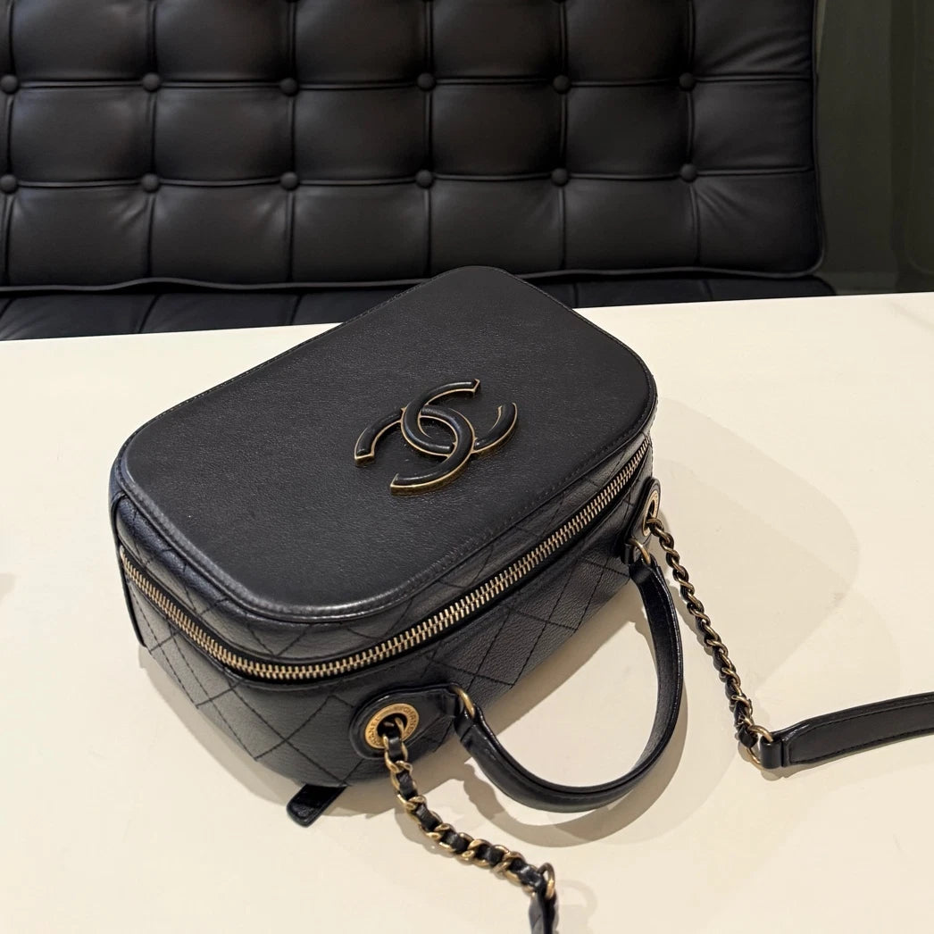 Chanel Classic Camera Bag Black Gold Chain Shoulder Crossbody Bag