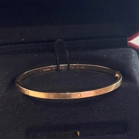 Cartier Love Small 3.6mm Bangle Bracelet 18k Rose/Pink Gold Single Screw Size19